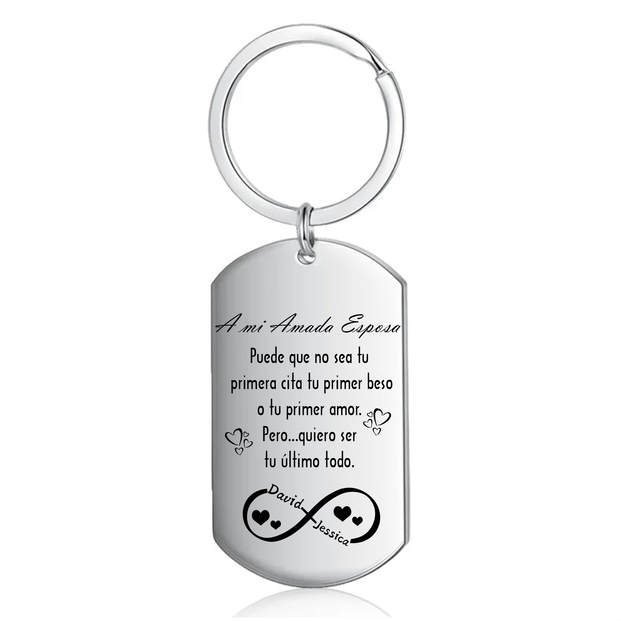 Llavero a mi esposa para pareja "Quiero ser tu último todo" 2 nombres personalizados-Jessemade ES
