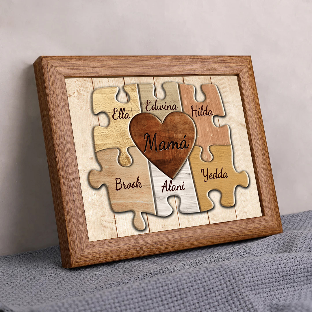 A mi mamá-Marco de 3-9 nombres personalizados rompecabezas de madera-Jessemade ES