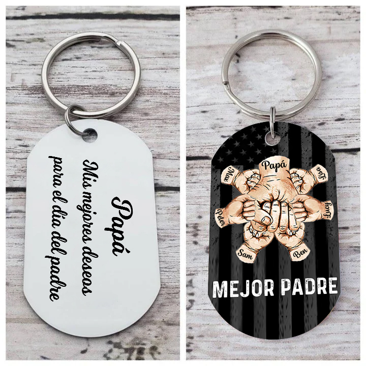 A mi papá-Llavero 1-7 Nombres Personalizados Puño con Puño-Jessemade ES