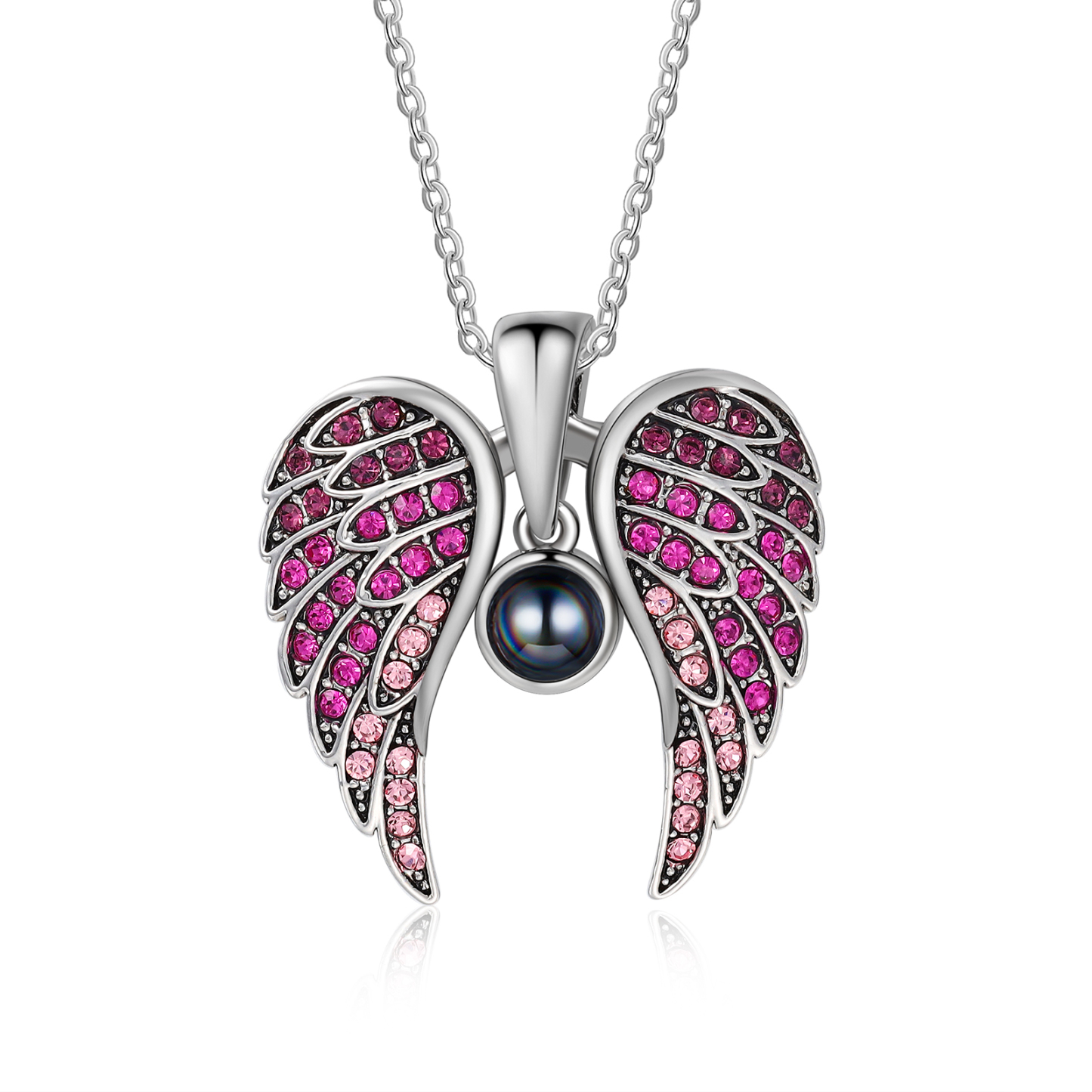 Collar de alas de ángel abiertas personalizado con 1 foto en proyección-Jessemade ES