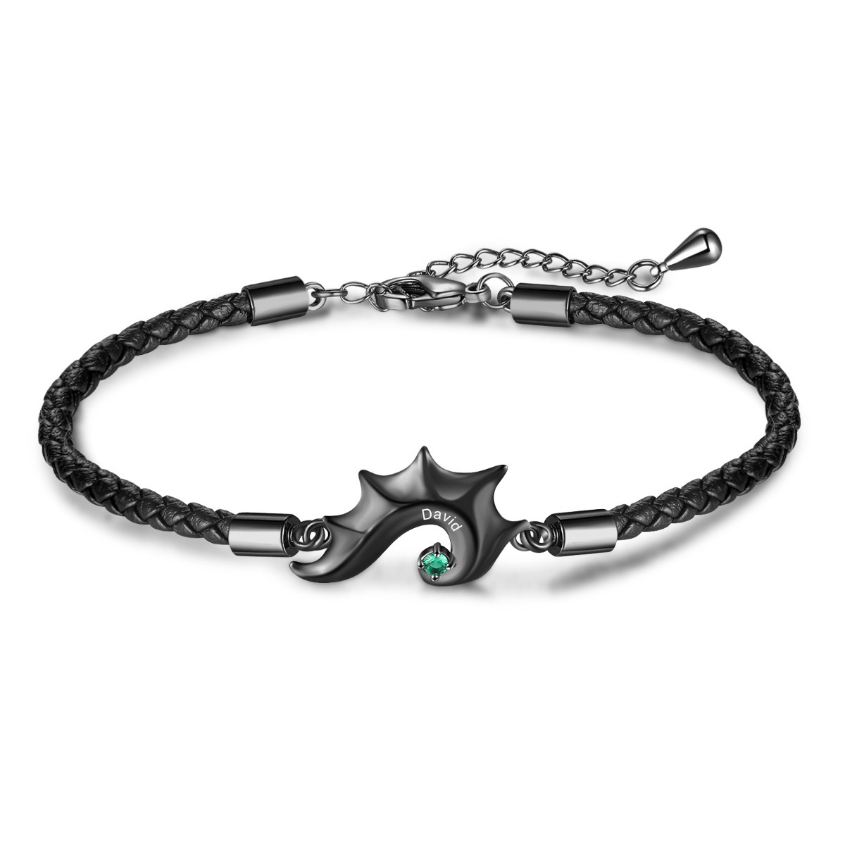 Caja Navidad-Pulsera de pareja 2 nombres personalizados con 2 piedras de nacimiento-Jessemade ES