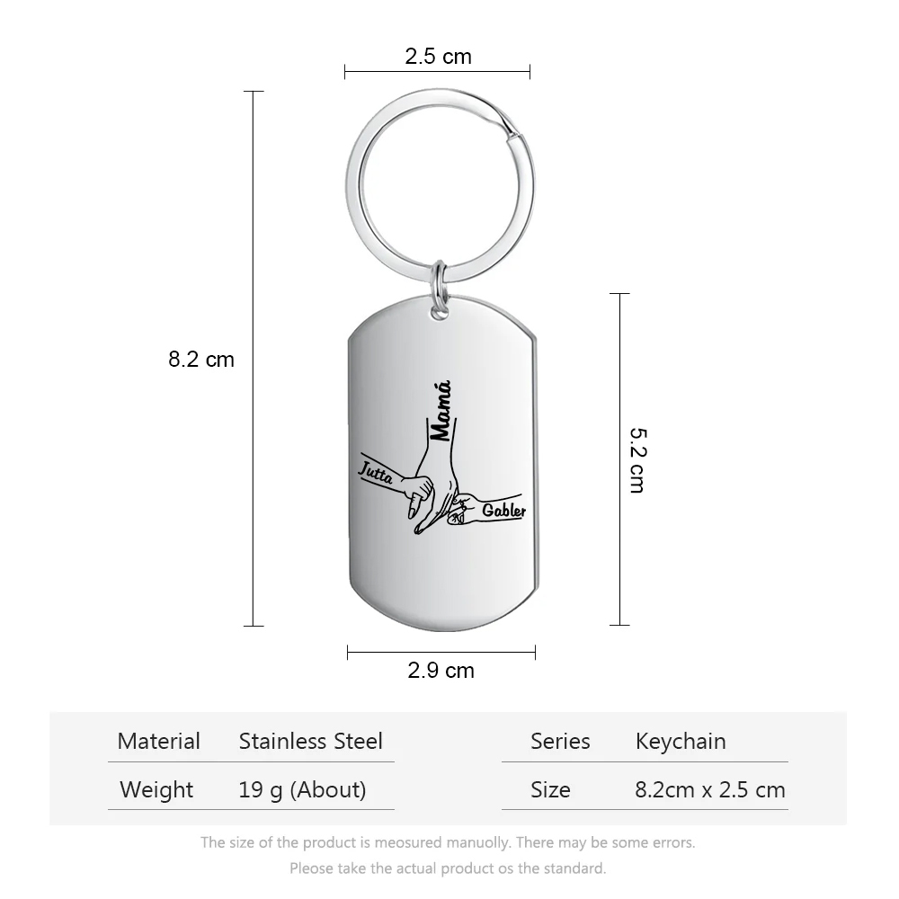 A mi mamá-Llavero 1-5 Nombres Personalizados MANOS COGIDAS-Jessemade ES