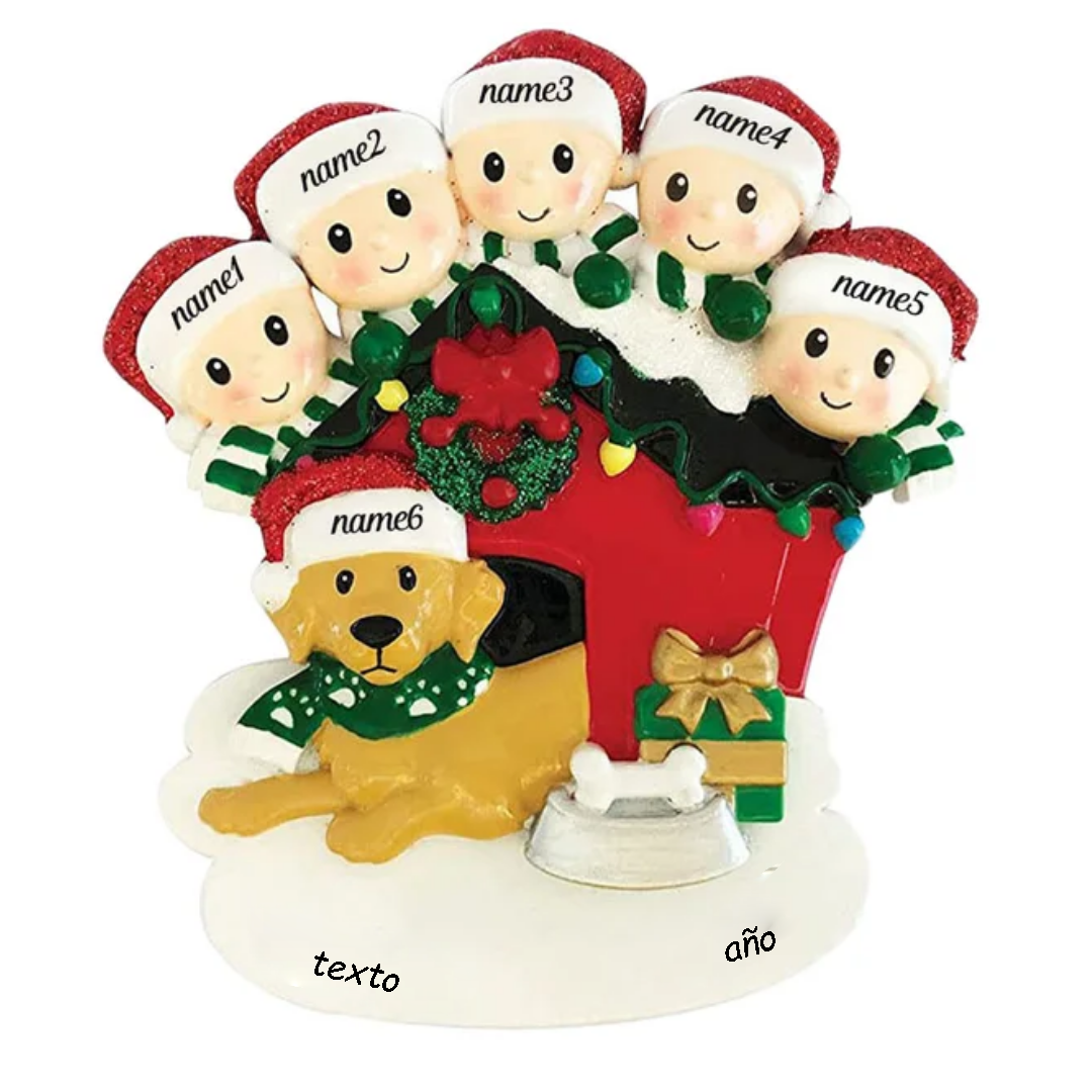 Navidad-Muñecos Ornamentos Navideños 6 Nombres y 1 Año con Texto Personalizados Adorno de Madera