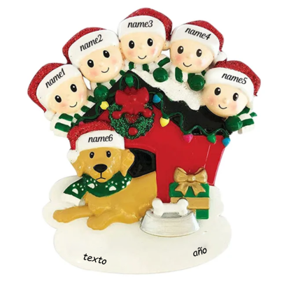 Navidad-Muñecos Ornamentos Navideños 6 Nombres y 1 Año con Texto Personalizados Adorno de Madera