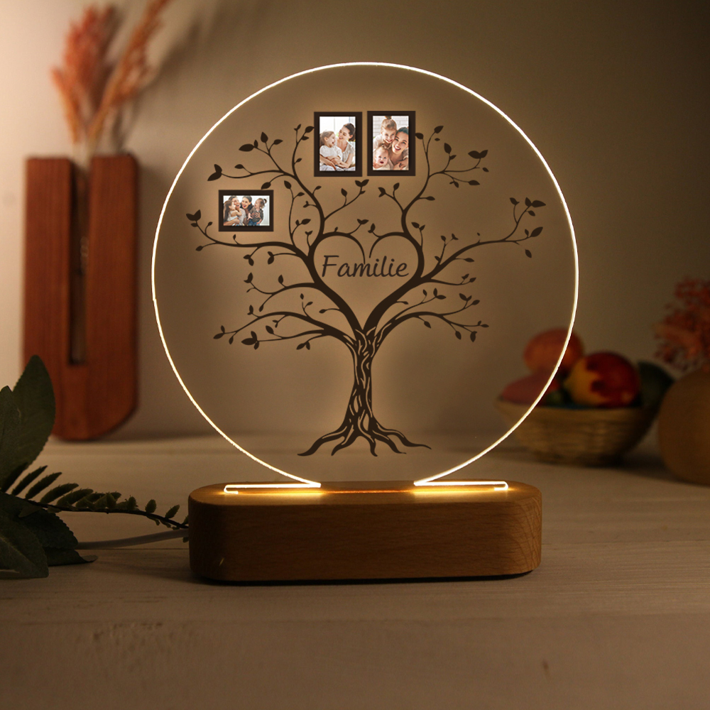 A mi mamá/abuela-Lámpara 3D Ilusión Luz de Noche Personalizada con 2-6 Fotos y 1 Texto-Jessemade ES