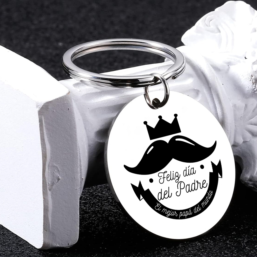 A mi papá-Llavero de placa redonda "Feliz Día del Padre"-Jessemade ES