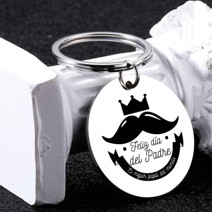 A mi papá-Llavero de placa redonda "Feliz Día del Padre"-Jessemade ES