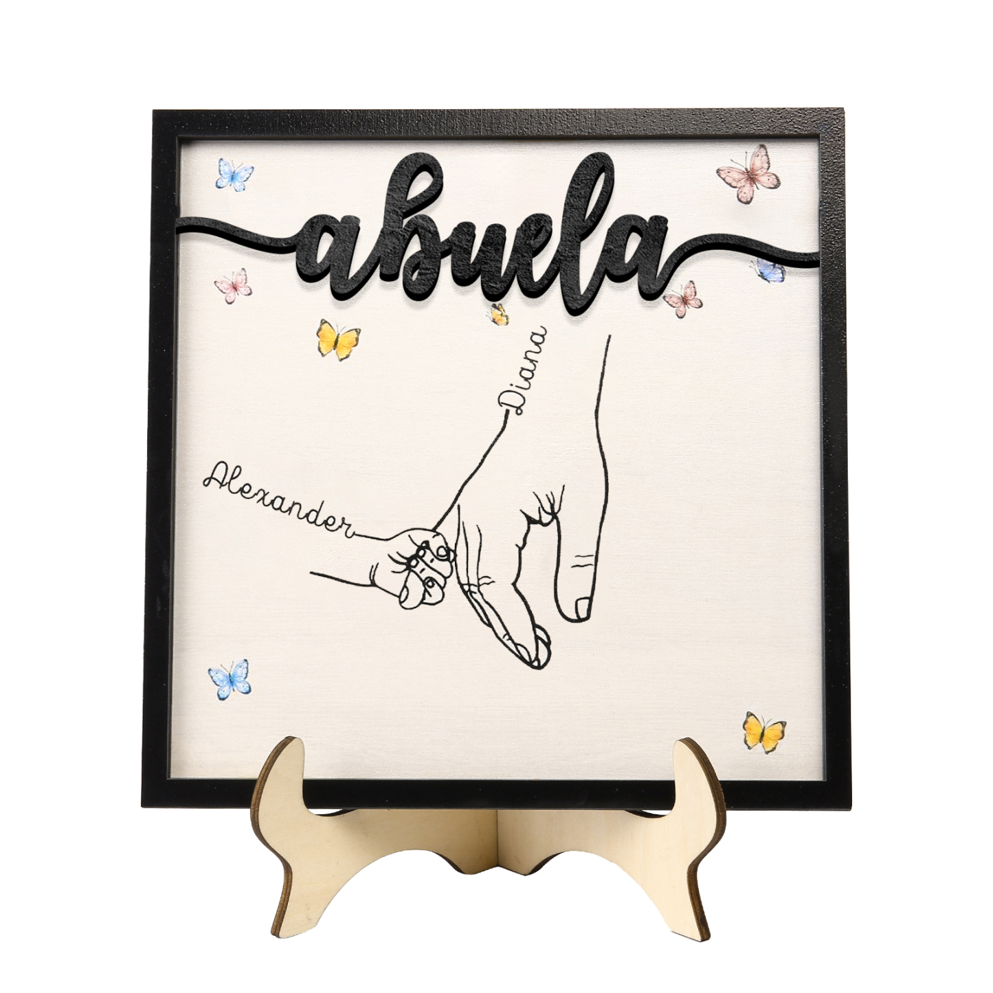 A mi abuela-Adorno 2-7 nombres personalizados decoración de madera mano con manitos-Jessemade ES