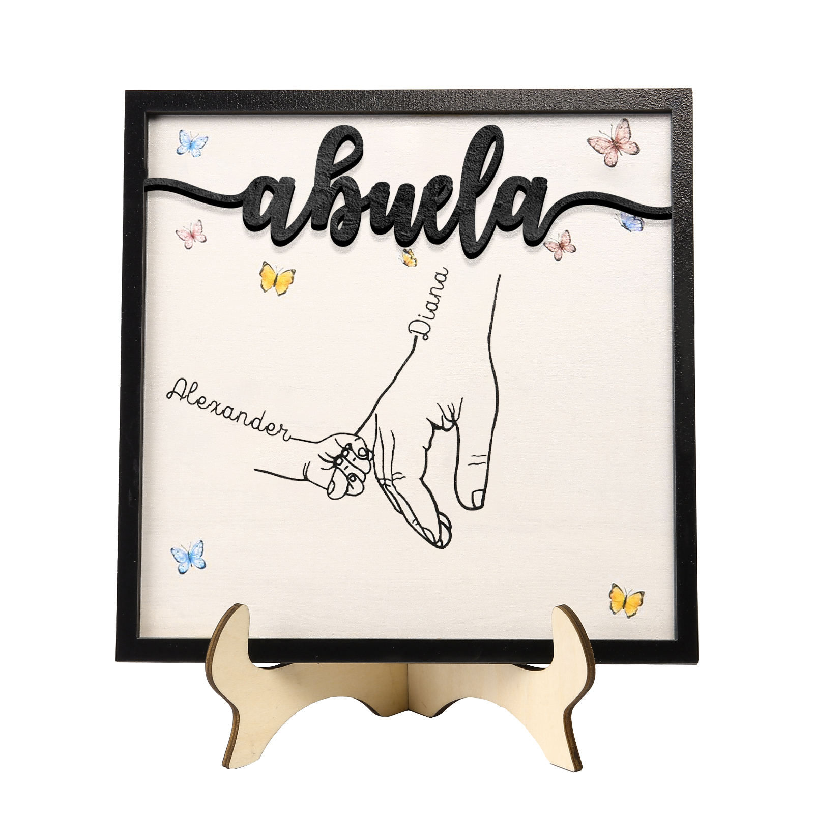 A mi abuela-Adorno 2-7 nombres personalizados decoración de madera mano con manitos-Jessemade ES