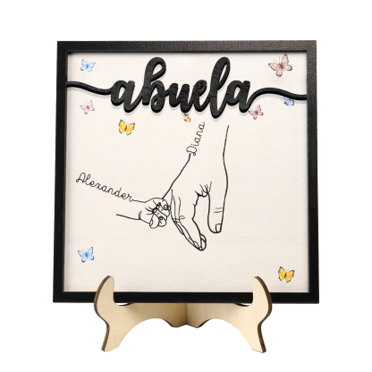 A mi abuela-Adorno 2-7 nombres personalizados decoración de madera mano con manitos-Jessemade ES
