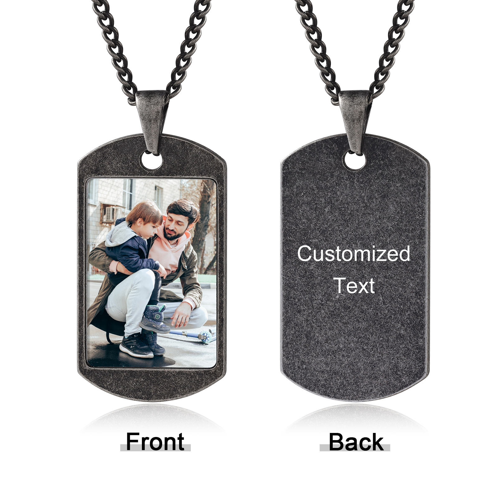 Collar personalizado con 1 foto y 1 texto para hombre-Jessemade ES