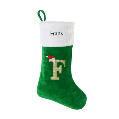 Adornos de medias navideñas con letra Bolsa de regalo 1 Nombre personalizado-Jessemade ES