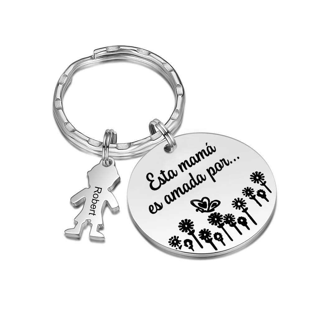 A mi mamá - Llavero con 1 nombre personalizado en "niño"-Jessemade ES