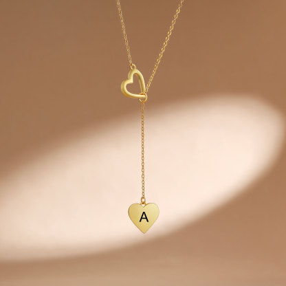 Collar de corazón con 1 letra personalizada-Jessemade ES