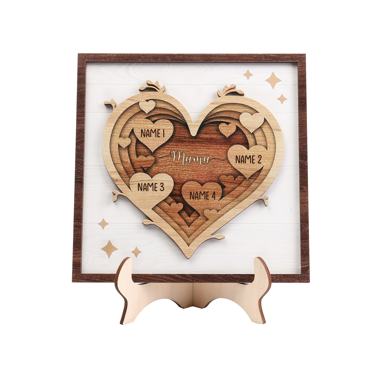 A mi mamá-Adorno 2-6 nombres personalizados decoración de madera de corazón-Jessemade ES