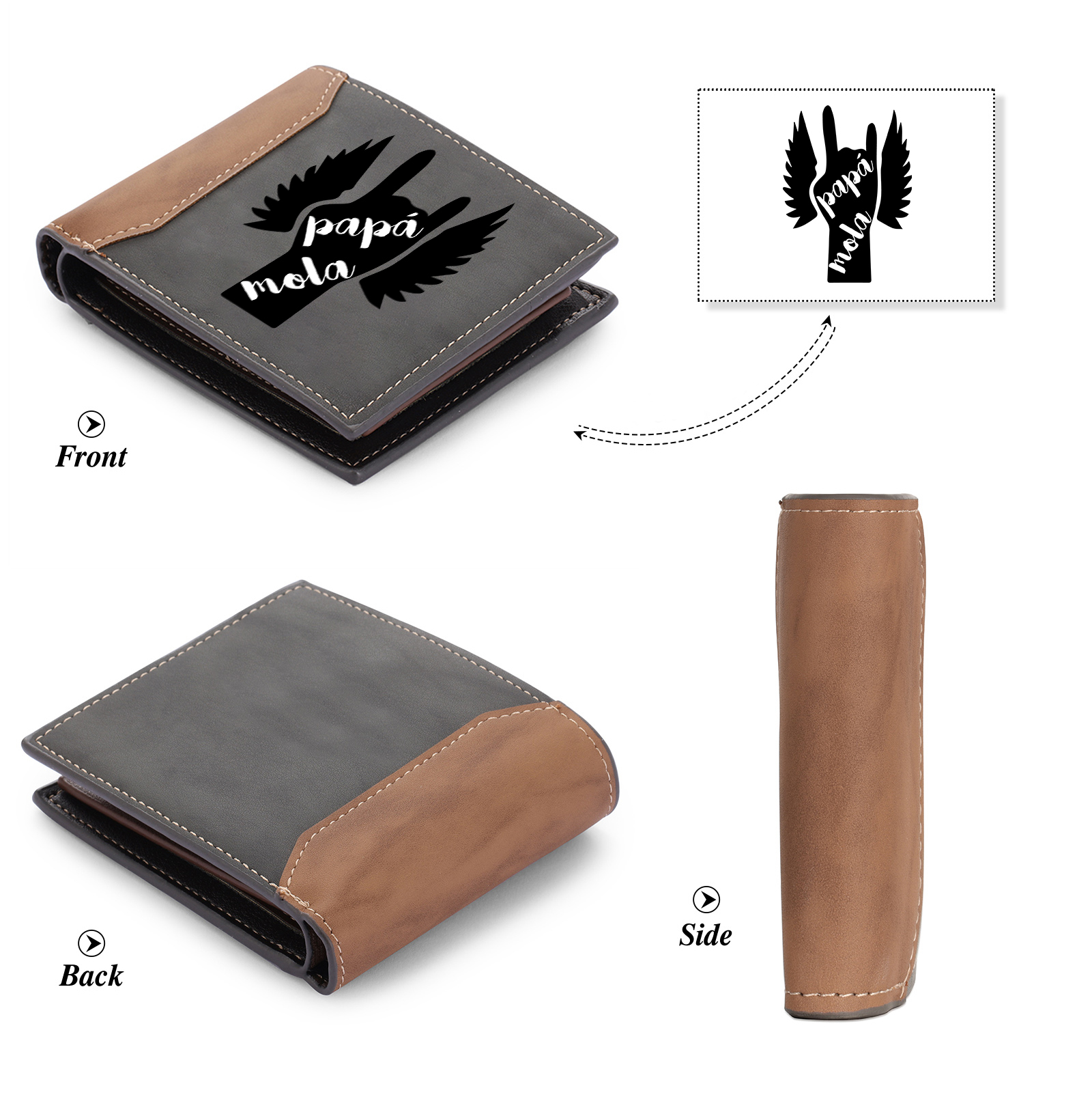 A mi papá-Cartera, billetera clásica 1 texto personalizado para hombre monedero-Jessemade ES