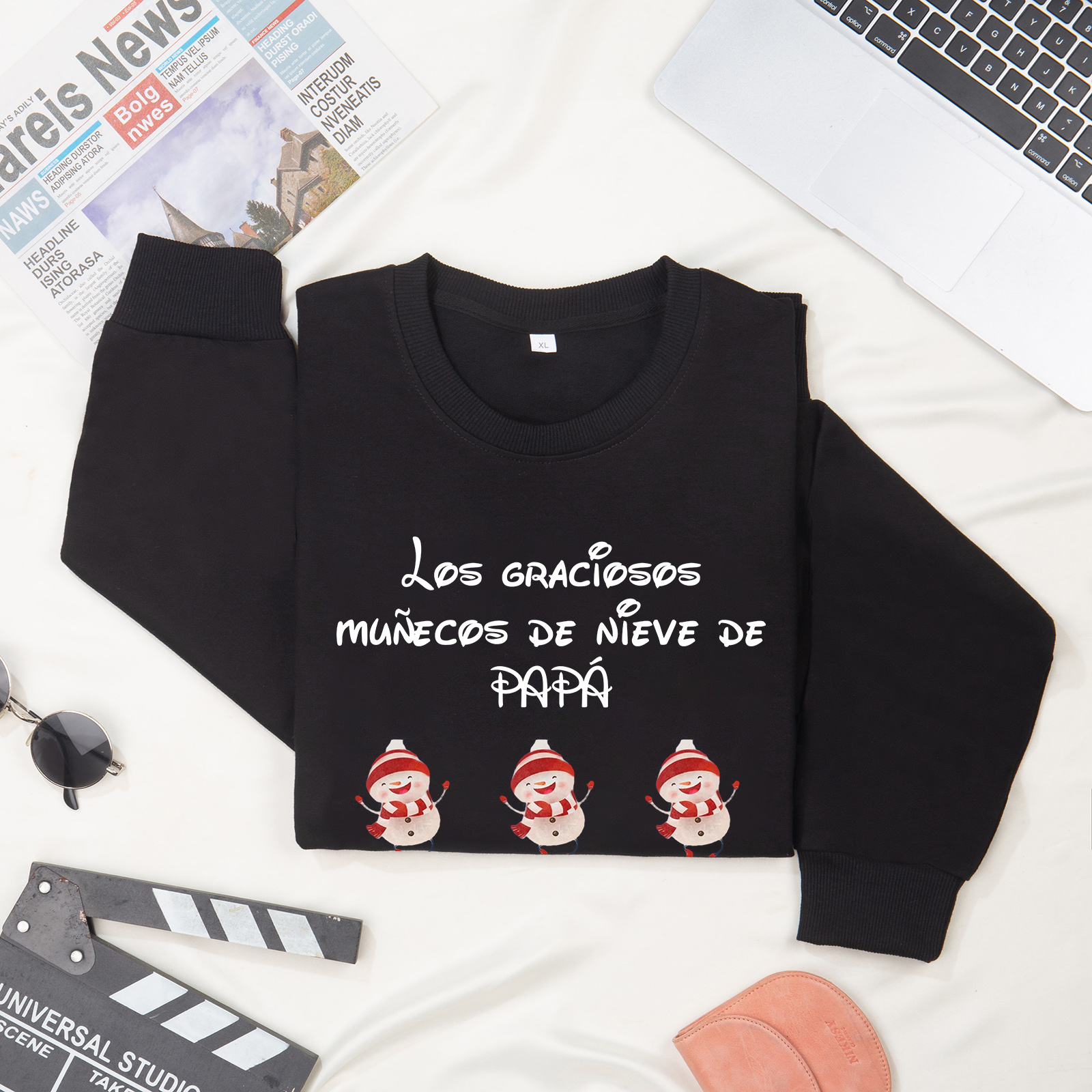 Familia-Sudadera "Muñecos de nieve" 4 nombres personalizados-Jessemade ES