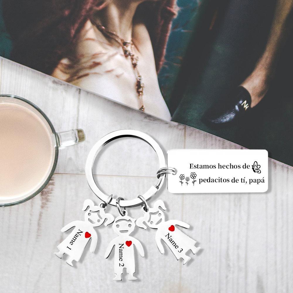 A mi papá - Llavero con 1-6 nombre personalizado en "niños"-Jessemade ES