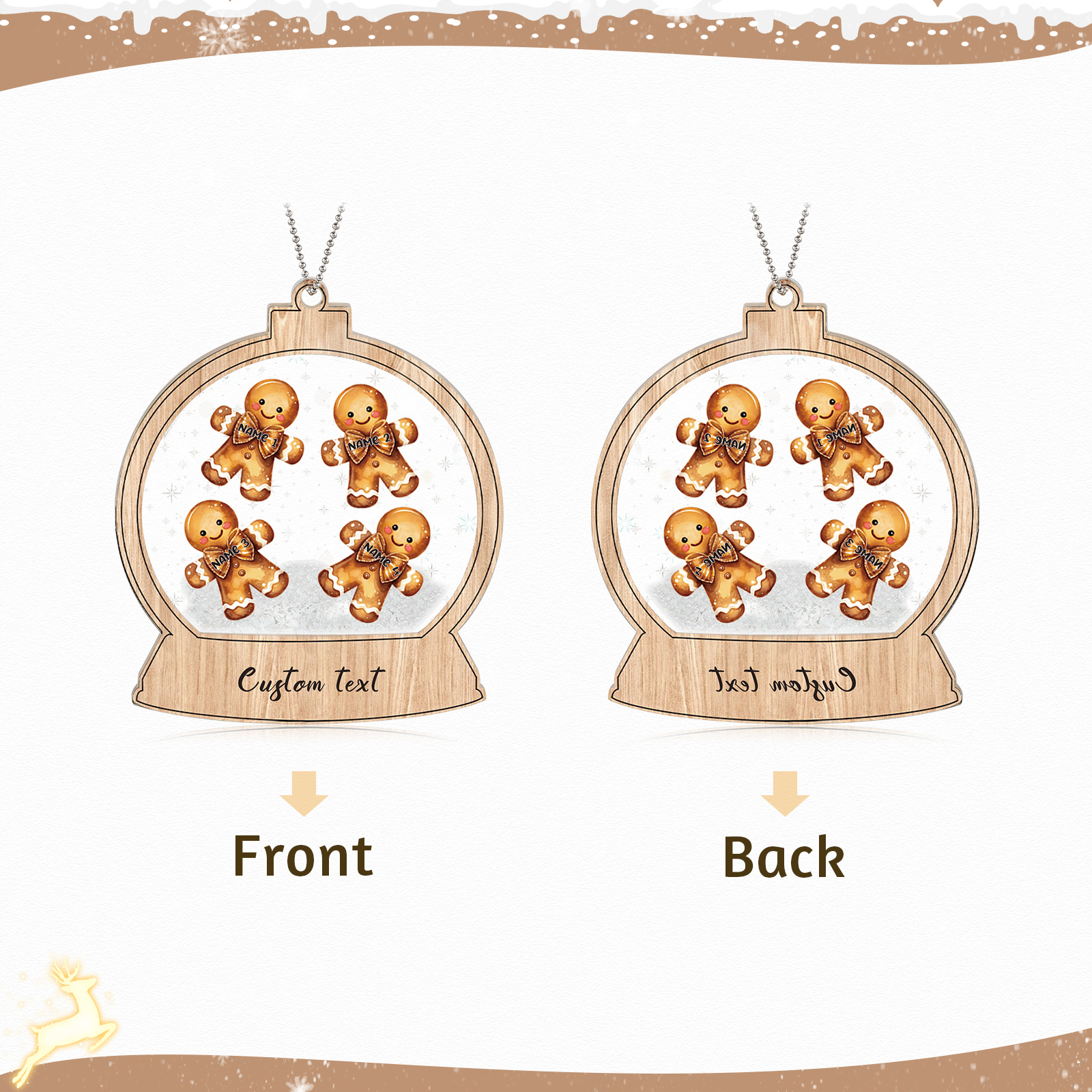 Navidad-Ornamentos Navideños de Acrílico Bola de Cristal 4 Nombres con Texto Personalizados