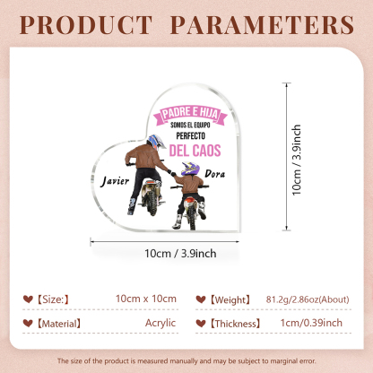 Placa de acrílico en forma de corazón papá e hija con 2 nombres personalizados-Jessemade ES