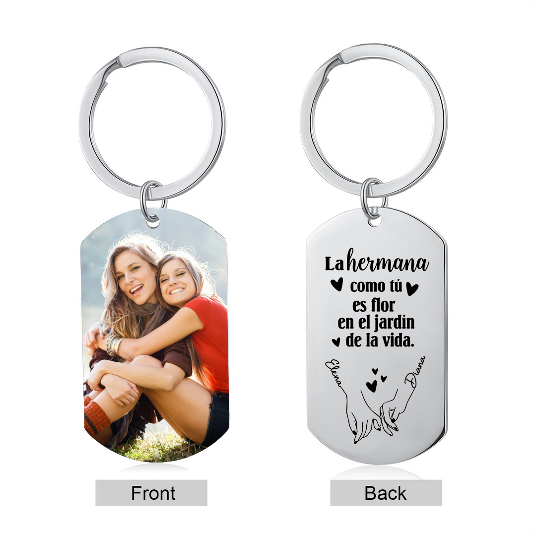 A mi hermana - Llavero con 2 nombres personalizados con foto-Jessemade ES