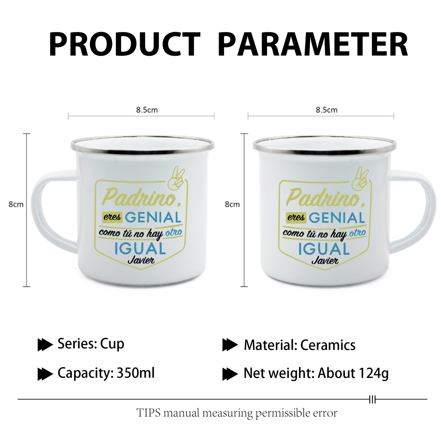 Taza para papá con 1 nombre personalizado-Jessemade ES