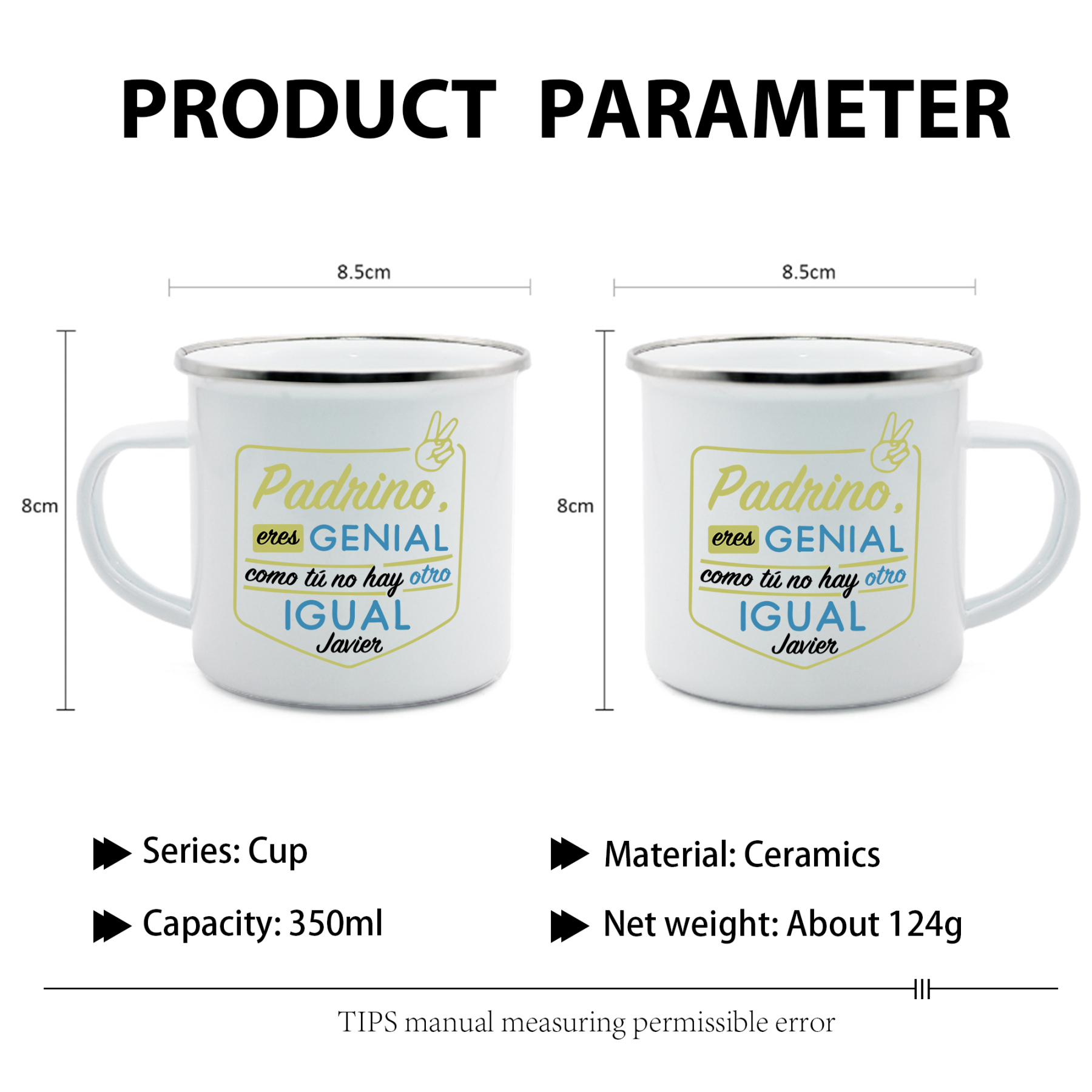 Taza para papá con 1 nombre personalizado-Jessemade ES