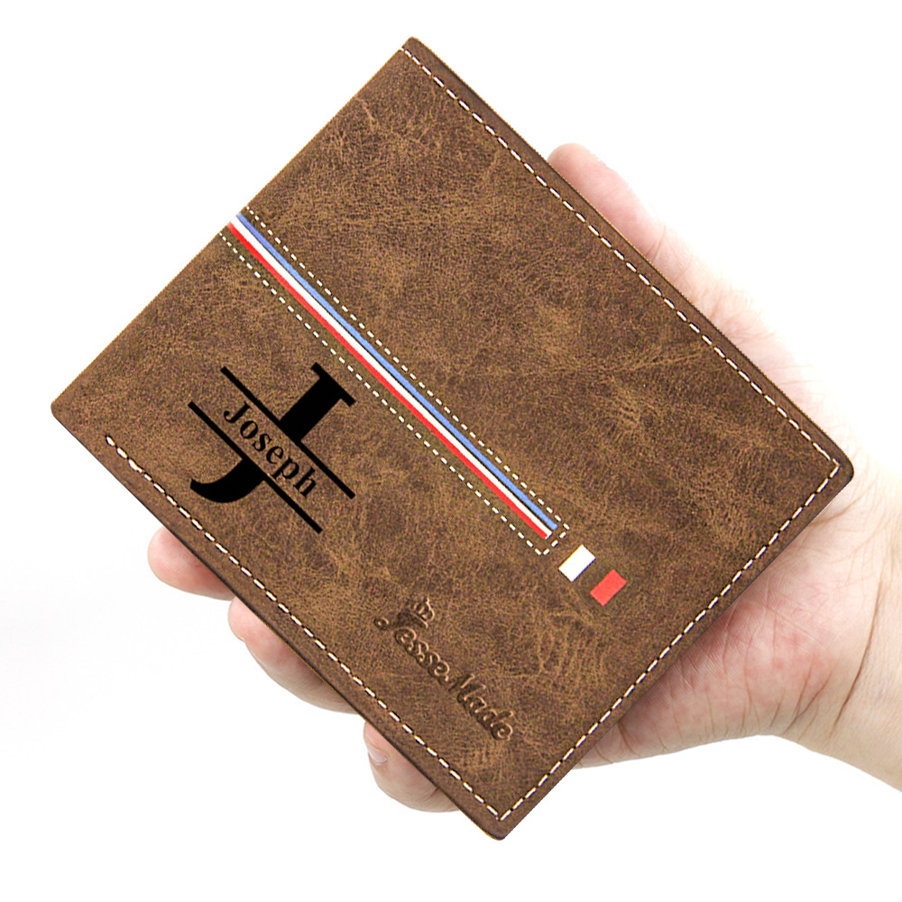 Cartera, billetera personalizada con 1 foto, 1 nombre y 1 letra monedero para hombre-Jessemade ES