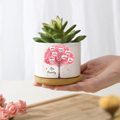 Florero con base de cerámica árbol de corazones 2-8 nombres personalizados con texto decoración del hogar-Jessemade ES