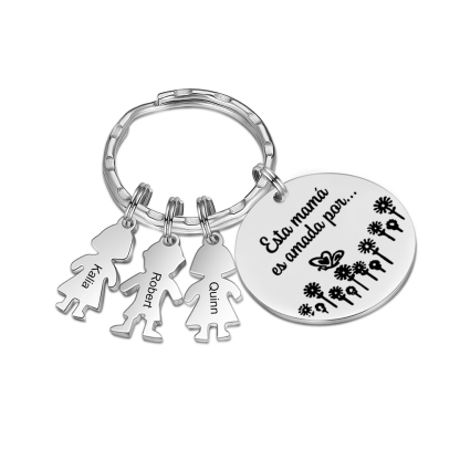 A mi mamá - Llavero con 3 nombres personalizados en "niños"-Jessemade ES