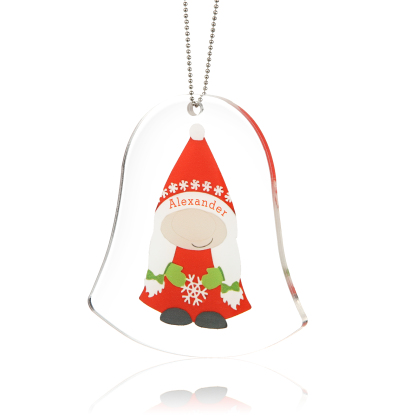 Navidad-Ornamento navideño de acrílico genios en forma de campanilla con 1 nombre personalizado
