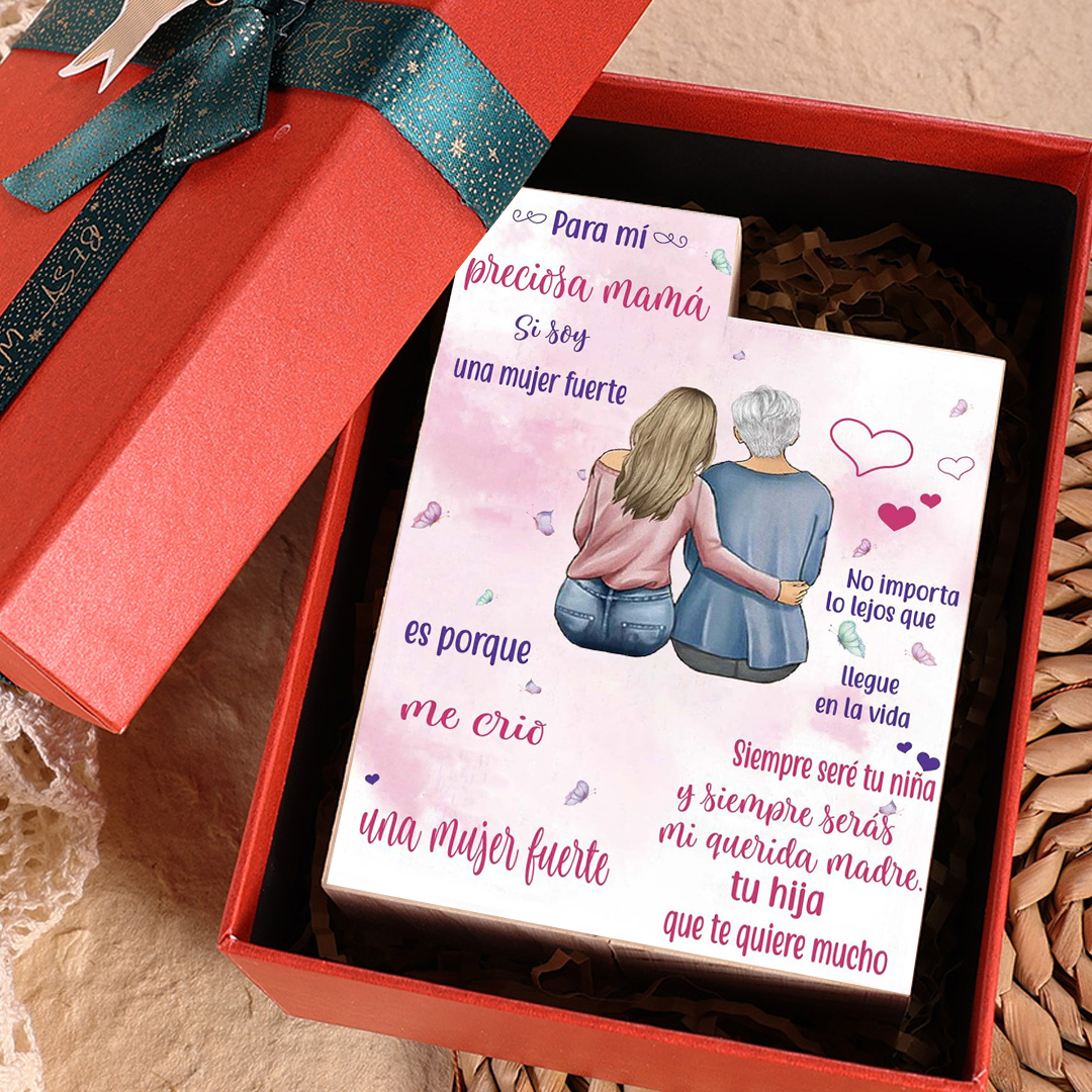 A mi madre-Candelero de madera de dos piezas sin candela