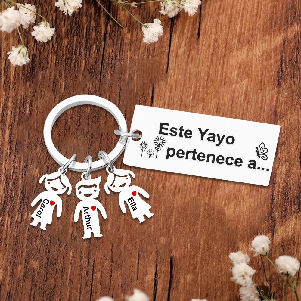 A mi abuelo - Llavero con 1-6 nombres personalizados en "niños" "Este Yayo pertenece a..."-Jessemade ES