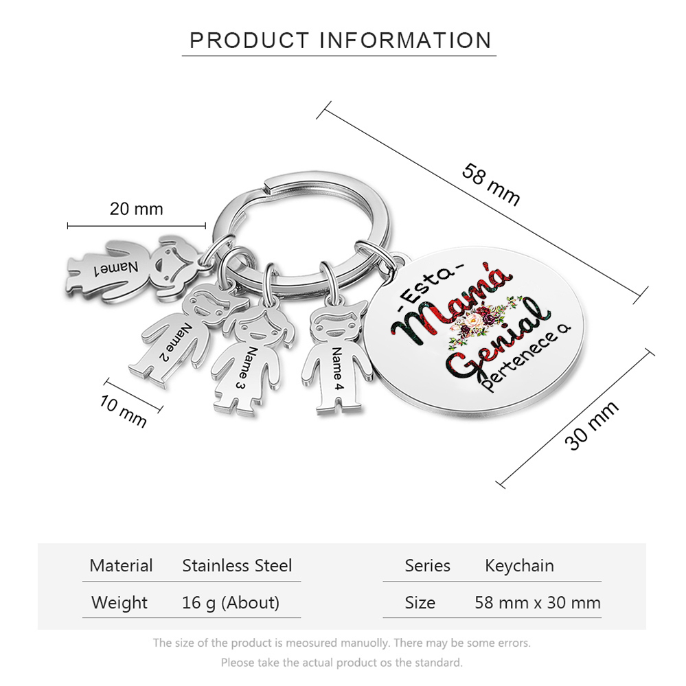 A mi mamá - Llavero 1-5 Nombres Personalizado con Charms de Niños-Jessemade ES