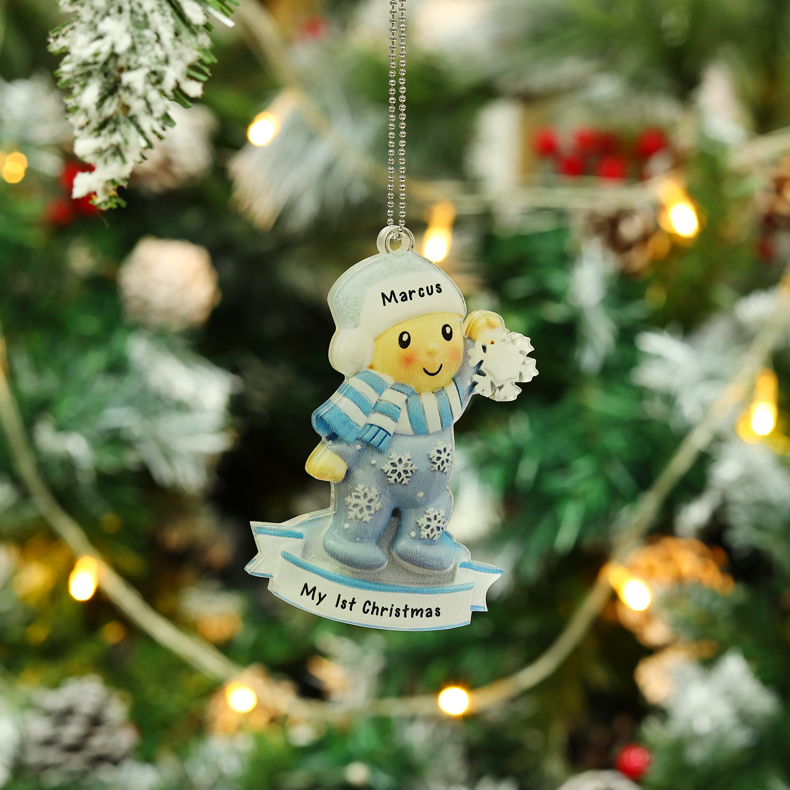 Navidad-Bebé Ornamento Navideño 1 nombre y texto personalizados