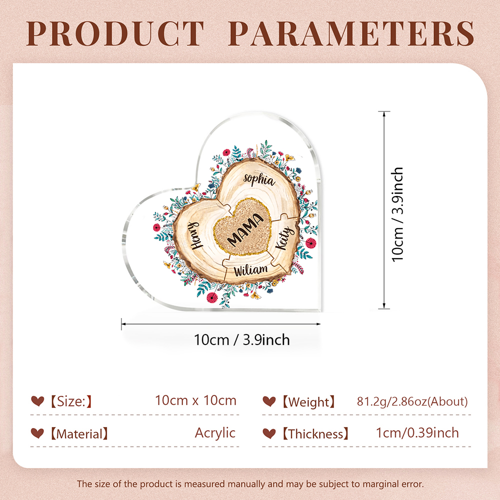 A mi mamá/abuela-Placa de acrílico "Corazones" en forma de corazón 5 nombres personalizados-Jessemade ES