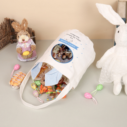Pascua-Bolsa de conejo con 2 textos y 1 foto personalizados-Jessemade ES