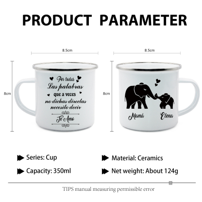 Taza para familia elefantes 2 nombres personalizados-Jessemade ES