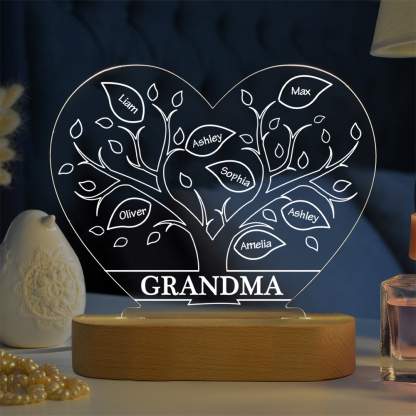 A mi mamá/abuela-Lámpara Personalizada con 2-8 Nombres y Texto "árbol de la vida" 3D Ilusión Luz de Noche-Jessemade ES