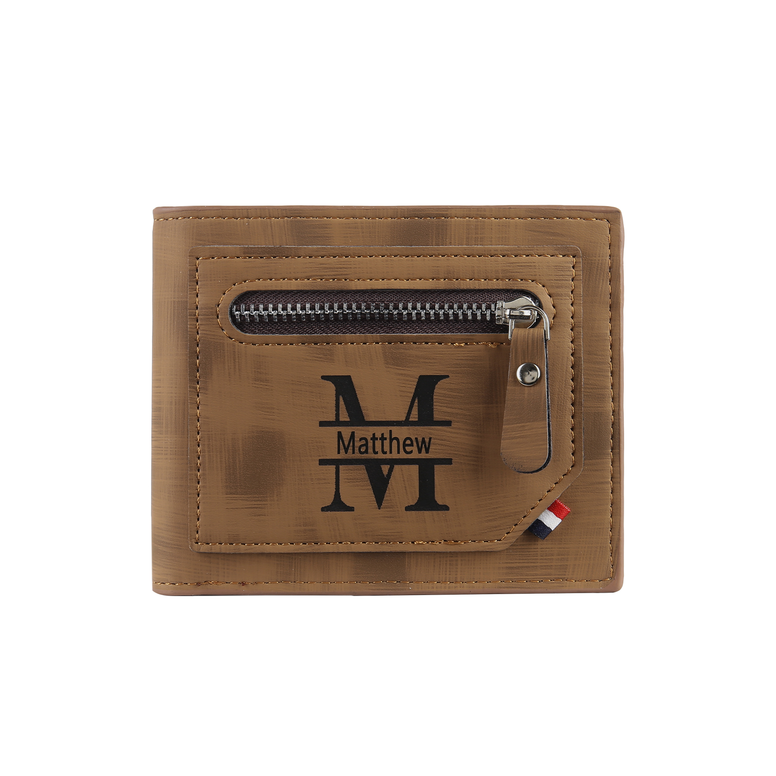 Cartera, billetera personalizada con 1 foto, 1 nombre y 1 letra monedero para hombre-Jessemade ES