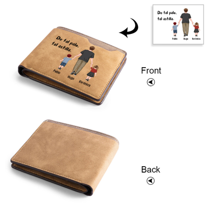 A mi papá-Cartera, billetera clásica siluetas 2-3 nombres personalizados para hombre monedero-Jessemade ES