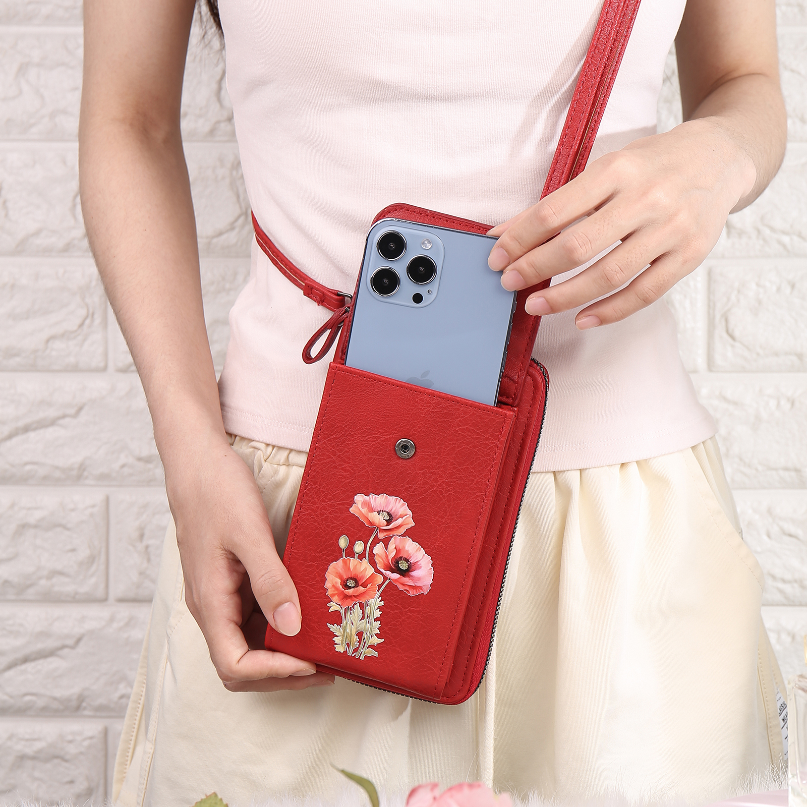 Cartera, billetera con 1 nombre y 1 flor de nacimiento personalizados monedero clásico para mujer-Jessemade ES