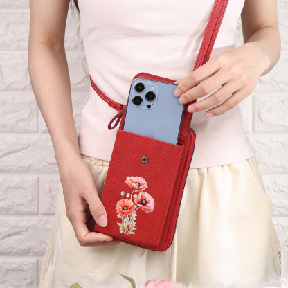 Cartera, billetera con 1 nombre y 1 flor de nacimiento personalizados monedero clásico para mujer-Jessemade ES