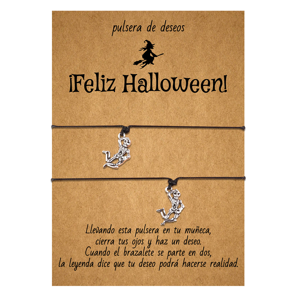 Pulsera de deseos-Unidad de 2 pulseras de esqueleto💀 ¡Feliz Halloween!-Jessemade ES