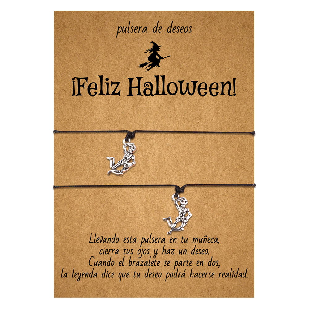 Pulsera de deseos-Unidad de 2 pulseras de esqueleto💀 ¡Feliz Halloween!-Jessemade ES