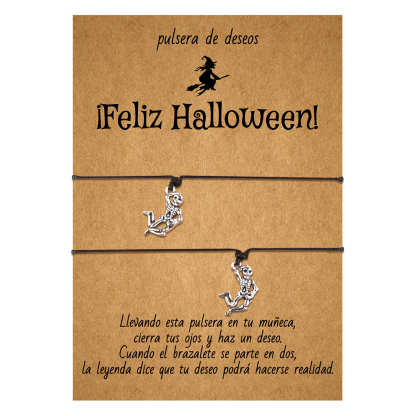 Pulsera de deseos-Unidad de 2 pulseras de esqueleto💀 ¡Feliz Halloween!-Jessemade ES