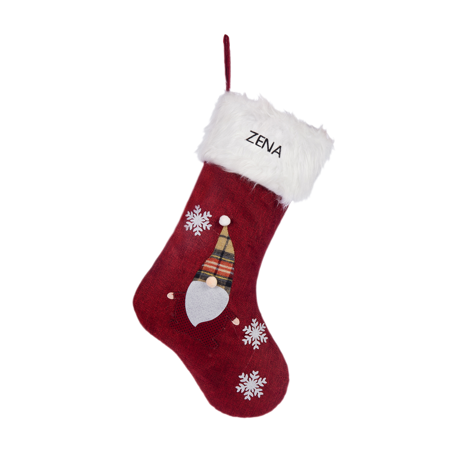 Adornos de medias navideñas con muñeco Bolsa de regalo 1 Nombre personalizado-Jessemade ES