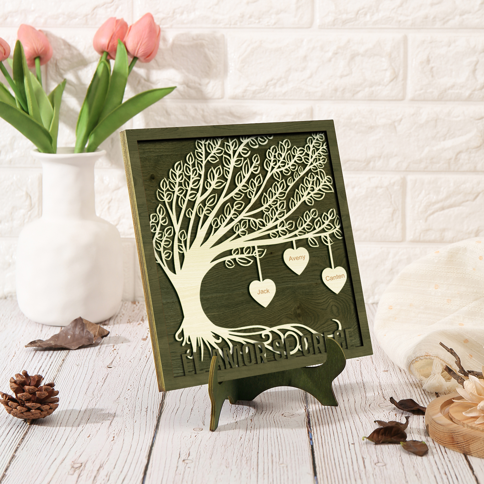 A mi mamá/abuela-Adorno 2-8 nombres personalizados decoración de madera árbol de la vida-Jessemade ES