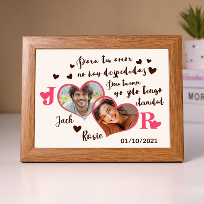 Marco de 2 fotos de madera para pareja 2 nombres, 2 letras y fecha personalizados  | Jessemade