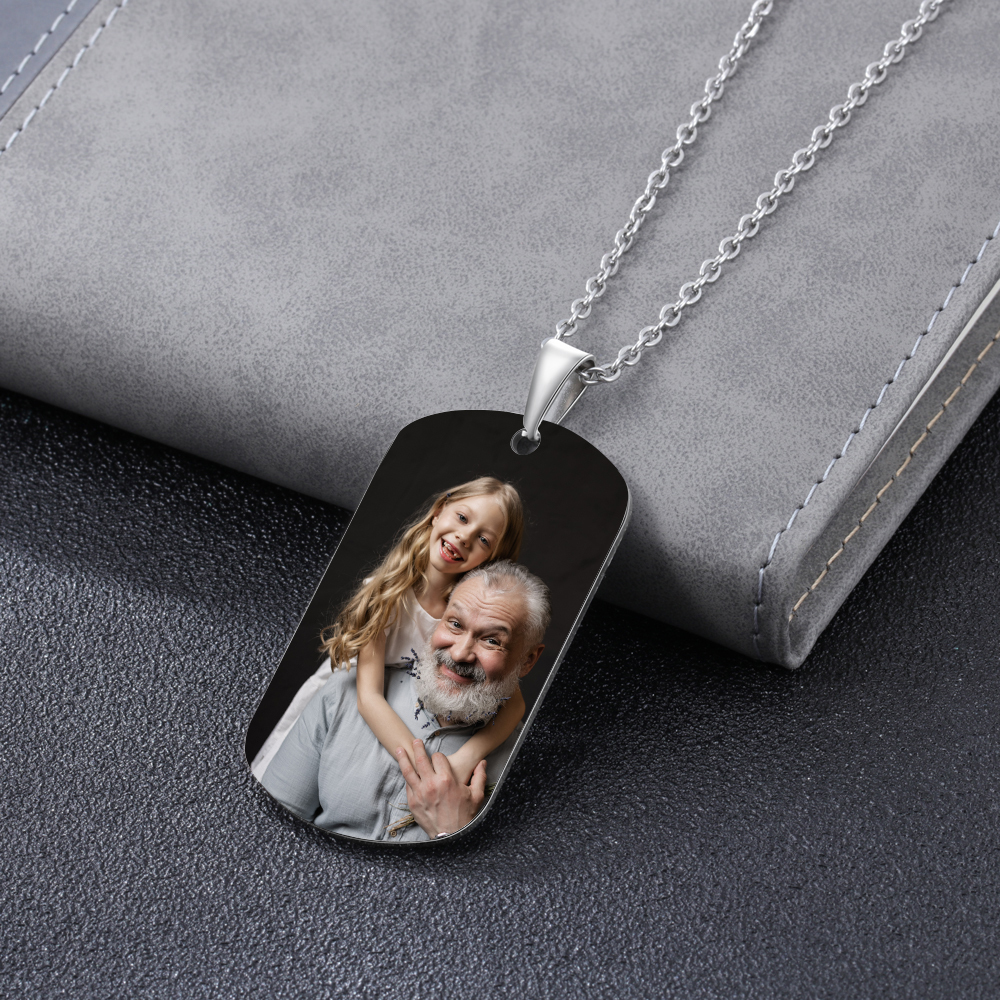 A MI ABUELO-Collar de placa personalizada con nombre y foto-Jessemade ES